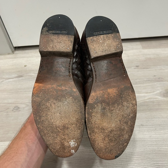 Bragano Brown Woven Leather Loafers 8.5 Italian Made in Italy - Picture 10 of 12